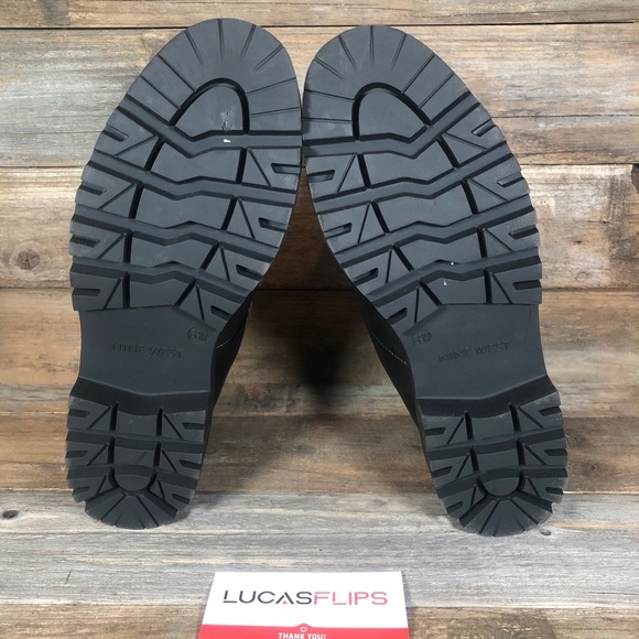 NEW Nine West Weaton3 Fur Line Combat Boots Black - Picture 6 of 6